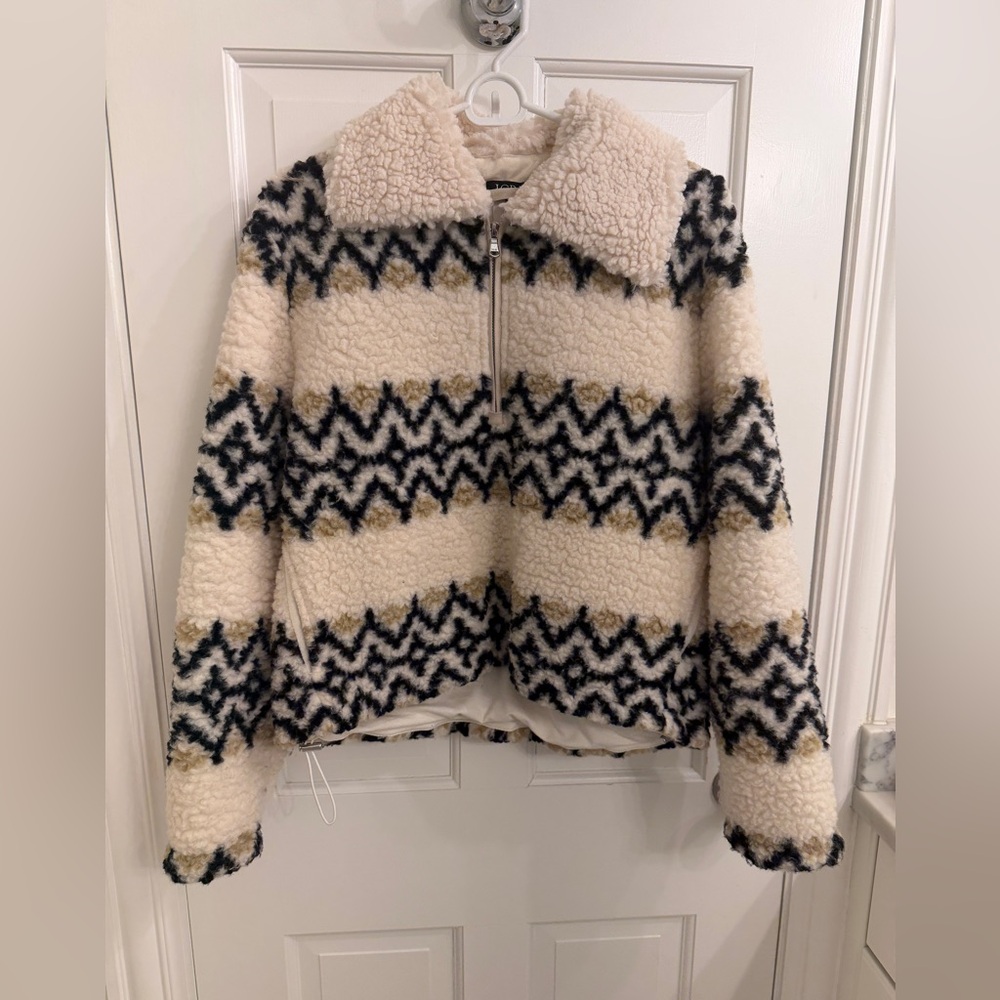 J.Crew Jacquard-print sherpa half-zip fleece pullover XS NWT - Picture 4 of 9